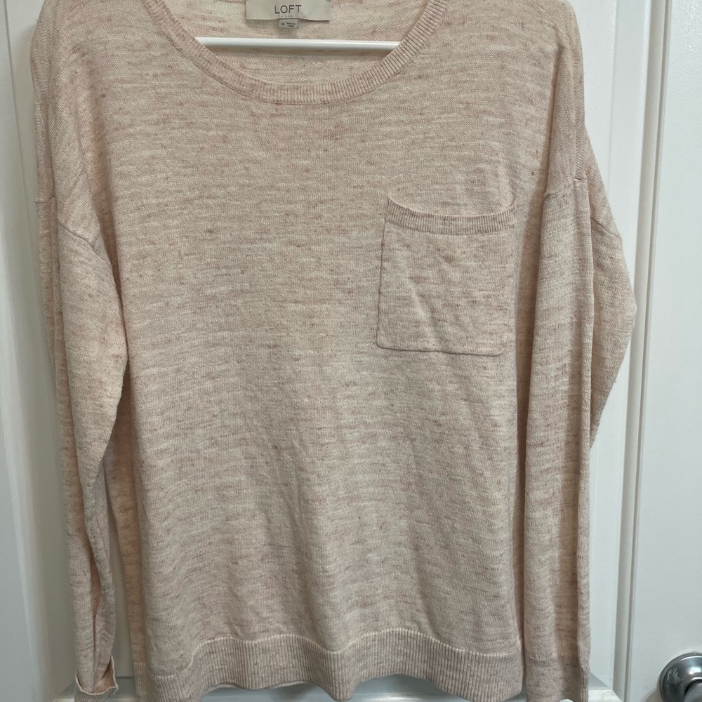 LOFT Women's Light Pink Crew Neck Sweater